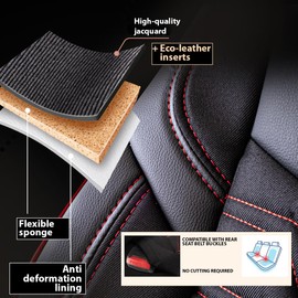 LUCARO Seat Cover Sets - Seat Covers & Seat Pads 2 Front - Car Seat Covers Black red - Seat Protectors, Dirt-Resistant Seat Covers Fit for Most Vehicles - Car Accessories