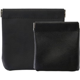 Leather Squeeze Coin Purse, Portable Make Up Bags for Women Waterproof Mini Travel Storage Bag Makeover Bag for Cosmetics Headphones Jewelry(Mini 8 * 8.5cm & 12 * 11.5cm Large Cosmetic Bag)