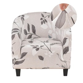 CRFATOP Soft Club Chair Slipcover Stretch Barrel Chair Covers Printed Tub Chair Slipcovers Round Couch Covers Spandex Armchair Sofa Cover Removable Furniture Protector for Living Room,01
