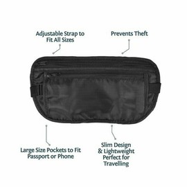LEDON Travel Passport Waist Pouch Security Bag Money Belt Secure Ticket & Card Wallet