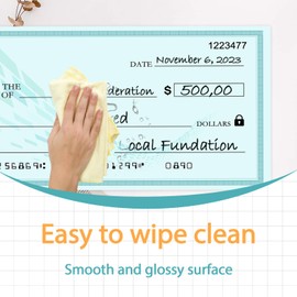 Giant Reusable Dry Erase Check 30x16 Inch - Large Presentation Board for Fundraisers & Awards | Oversized Donation Sign with 2 Markers (Green)