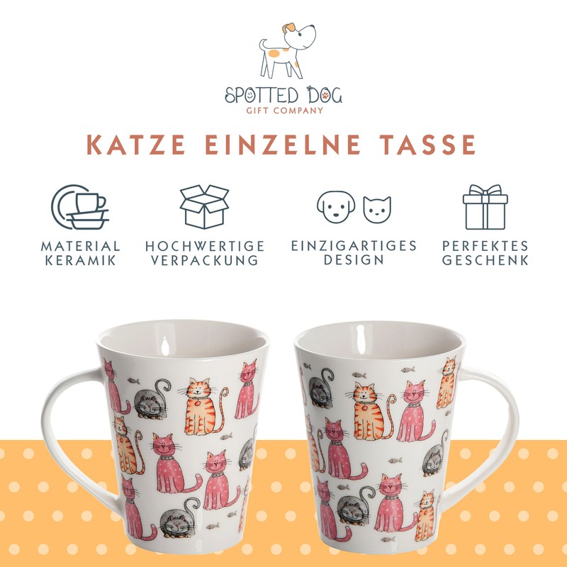 SPOTTED DOG GIFT COMPANY - Kaffeetasse mit Katzen-Motiven - Geschenk