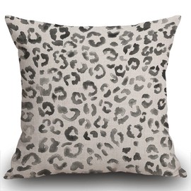 Smooffly Cushion Cover Cute Snow Leopard Pattern Black Watercolor Hand Paint White Spots Decorative Throw Pillow Cover Pillow Case Home Decor Square 18 x 18 Inch Pillowcase 45x45cm