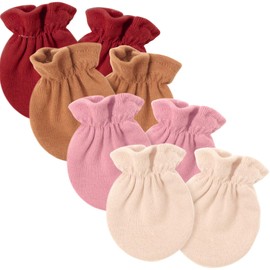 DRESHOW Newborn Baby Mittens Toddler Gloves No Scratches Mittens Cotton Gloves for 0-6 Months, 4 Sets Baby Mittens Mt04-05
