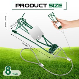 Qualirey 8 Pcs Gopher Trap with Chain Gopher Killer Vole Mole Trap Stainless Steel Weather Resistant for Lawn Garden Farm Outdoor (Green)
