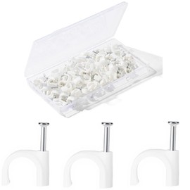 JCKHXG Cable Clips，120Pcs 10mm Cable Staples .Wire Wall Clips with Cable Nails .Cable Clips White，RG6 RG59 CAT5 CAT6 RJ45