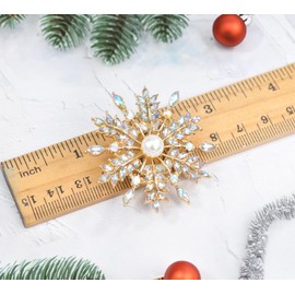 Gyn&Joy Crystal Winter Snowflake Brooch pins for Women, crystal, crystal