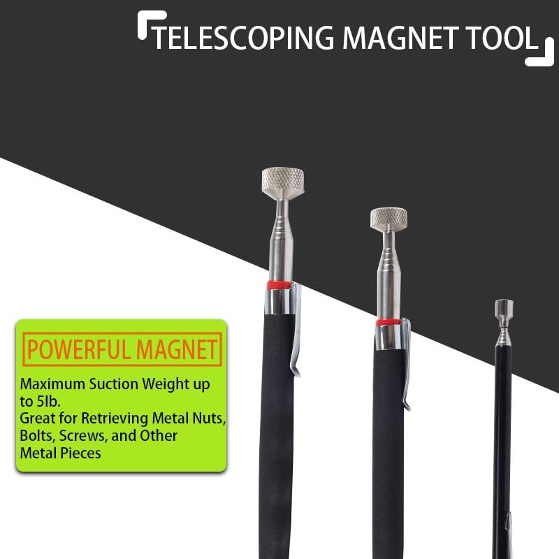 VortecSys Telescoping Magnetic Pickup Tool Set, 3Pcs Round and Square