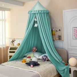 Dix-Rainbow Large Children Bed Canopy lake green Round Dome Girls Mosquito Net Kids Princess Play Tents Nursery Room Decoration for Baby