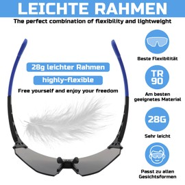 Sunshinestar Fast Glasses Blue Cycling Glasses Men Women Sunglasses UV400 Protection Windproof Anti-Fog for Sports Glasses Cycling MTB Road Bike Ski Running Fishing Golf Rave, Outdoor Activities