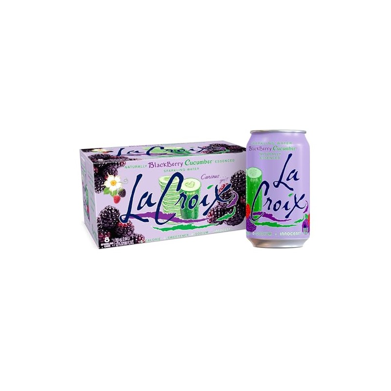 LaCroix Sparkling Water, Blackberry Cucumber, 8-Pack Zero Sugar, Zero Calories,