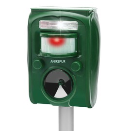 ANIREPUR Repellente Gatti, Ultrasonico Solare Alimentato Animale Deterrente per Giardino Piccioni, Uccelli, Cani, Gatti, Topi，Volpi, 5 Modalità Regolabili