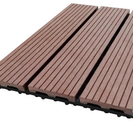 Garden Terrace Splicing Anti-Slip Waterproof Square Asian Style WPC Composite Exterior Outdoor DeckingColor: Brick red, Thickness: 22mm