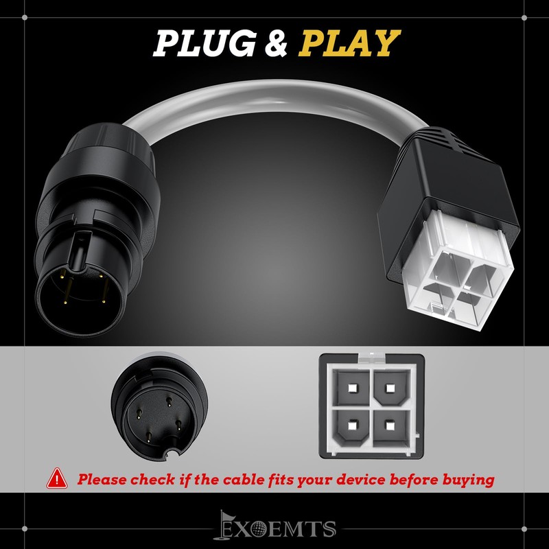 EXOEMTS 4-Pin Diagnostic Cable Adapter for Club Car Golf Cart,