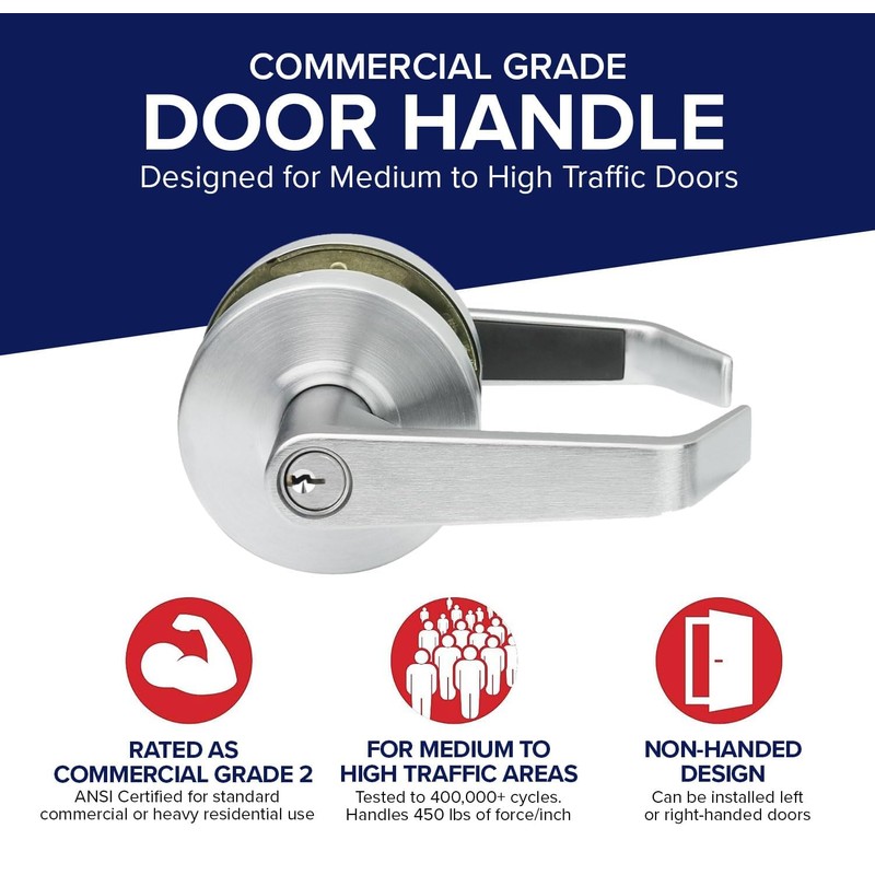 Lawrence Commercial Lever Door Lock - Heavy Duty Locking Commercial
