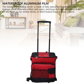 Large Capacity Rolling Cooler Box Insulated with Wheels Red for Camping Picnic