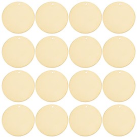 SUNNYCLUE 1 Box 50Pcs Round Stamping Blanks Gold Blank Tags 3CM Metal Brass Flat Circle Disc Necklace Charm Engraved Tag with Hole for Jewellery Making Findings Engraving Pet Plant Door Craft Supplies