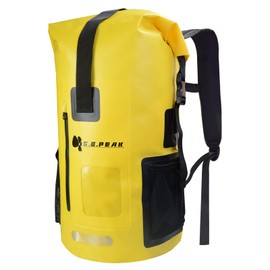 SEPEAK 55L Waterproof Marine Dry Bag, Roll Top Backpack, Heavy Duty Dry Sack for Kayaking, Boating,Swimming,Diving,Surfing,Rafting,Fishing,Camping,Hiking,with Reflective Strip,Yellow