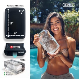 Alaskey Giant Ice Block Mold (3-Pack) - Shape 12 lbs Ice Bricks - Professional Silicone Mold for Crafting Giant Ice Cubes, Ideal for Revitalizing Ice Baths, or Coolers Accessories...