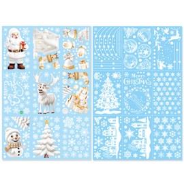 JSTHHTT 18 Sheet Christmas Window Stickers, 434 pcs Double Sided Christmas Window Decorations Stickers, Reusable Window Clings, for Xmas Window Decorations, Party Decorations