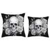 Skull with Roses Black and White Throw Pillow