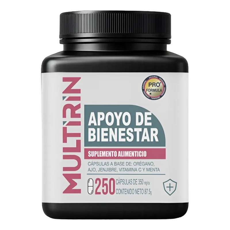 Multirin | 250 Cápsulas Orégano Ajo Jengibre Vitaminac Menta