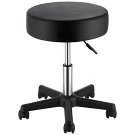 CooFel Rolling Stools with Wheels, 400 LBS Weight Capacity Adjustable Height Stool with Ultra-Thick Seat Cushion, Swivel Stools Chair for Salon, Bar, Home, Office, Tatoo, Medical, Massage, Black
