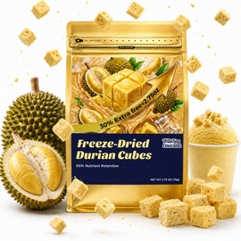 WildSap Emeralds Freeze Dried Durian (78g/2.75 Oz) - Crispy Tropical Durian Fruit Snack for Snacking, Desserts, Toppings & Travel