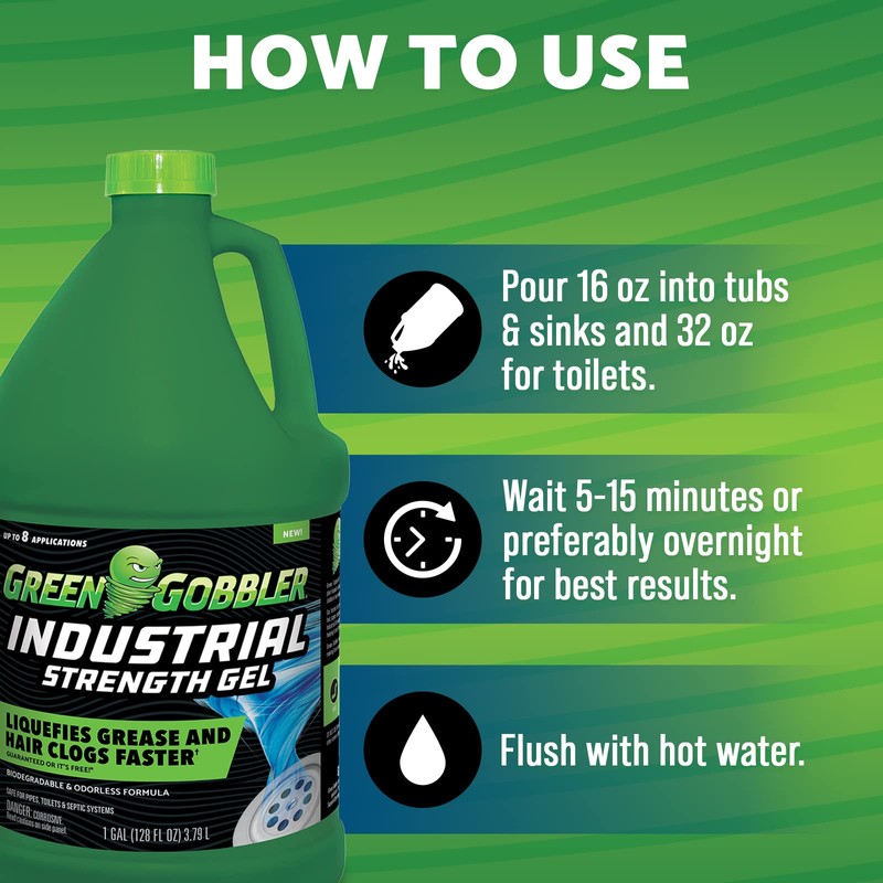 Green Gobbler Industrial Strength Grease and Hair Drain Clog Remover