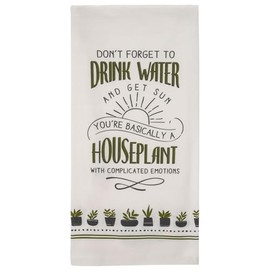 Karma Cheeky Flour Sack Tea Towel - 100% Cotton Hand Towels for The Kitchen - Witty Fun Home Decor - House Plant