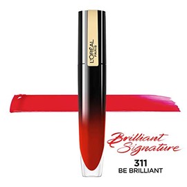 L'Oreal Paris Brilliant Signature - Lápiz labial brillante para labios Be Brilliant de 0.21 onzas líquidas.