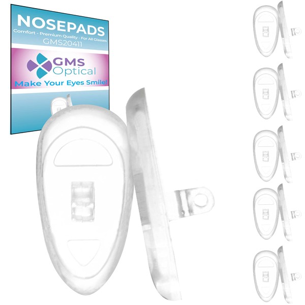 GMS Optical 11mm Tear Drop Screw in Nose Pads for Glasses, Sunglasses, and Eye Wear - 5 Pair