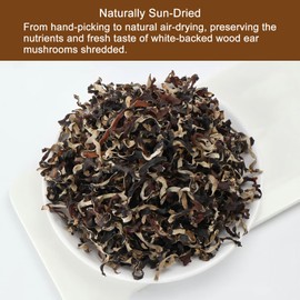 Whitejianpeak Dried Wood Ear Mushrooms, 3.52Oz Woodear Mushrooms Dried, Chinese Black Fungus Mushrooms (Shredded)