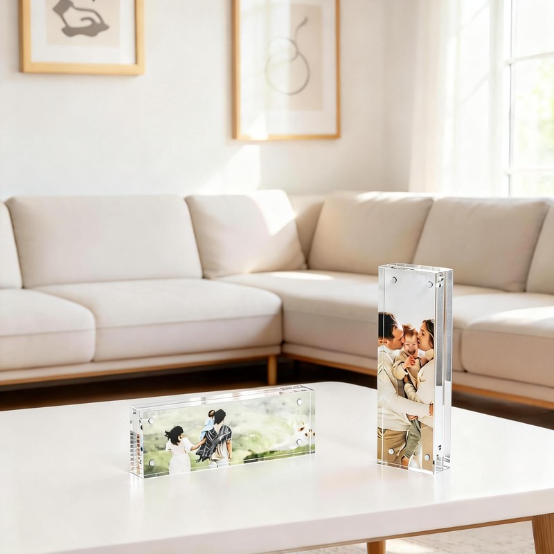 Tmoicer 2 Pack 2 * 6 Acrylic Block Picture Frames,