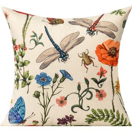 All Smiles Outdoor Patio Throw Pillow Covers 18x18 Set of 4 Spring Summer Garden Flowers Farmhouse Décor Outside Furniture Bench Chair Decorative Cushion Cases for Swing Deep Seat Bed Couch Sofa