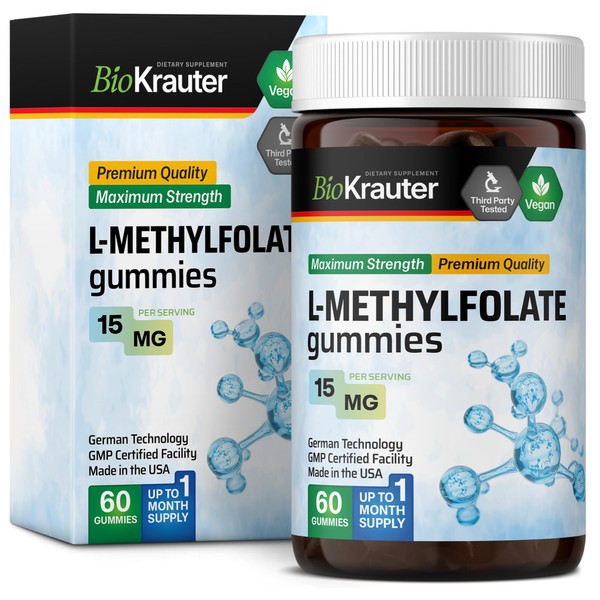BIO KRAUTER L-Methylfolate Gummies - Organic MTHF Supplement - Bioavailable
