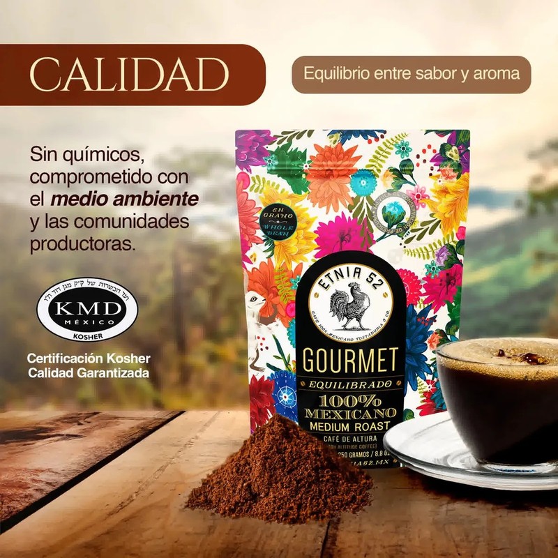Café en Grano de Altura Gourmet 250gr Tostado Medio Oscuro