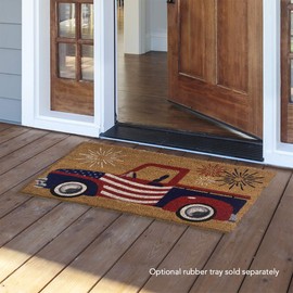 Briarwood Lane Patriotic Truck Coir Doormat Fourth of July Natural Fiber Outdoor 18" x 30"