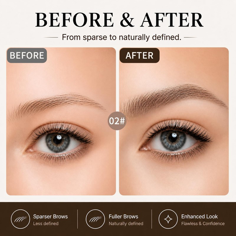 Eyebrow Pencil for Women, Dual-Ended Microblading Eyebrow Pen with 2-Fork