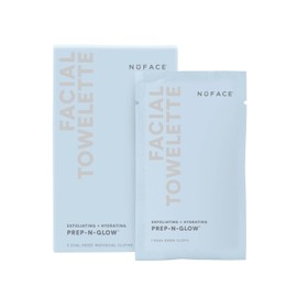 NuFACE Prep-N-Glow Facial Towelettes - 2-in-1 Exfoliating + Cleansing Makeup Remover Wipes, Hyaluronic Acid Travel Face Wipes to Hydrate & Brighten for Glowing Skin - 5 Individually Wrapped Cloths