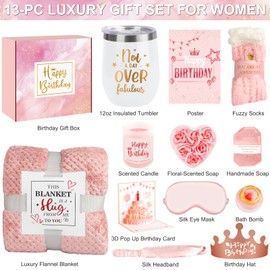 Birthday Gifts for Women, Get Well Soon Gifts for Women, Happy Birthday Box Relaxing Spa Kit with Tumbler Blanket for Mom Wife Friend Sister Coworker, Unique Care Package for Her