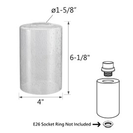 Aspen Creative 23610-03, Clear Seeded Cylinder Glass Shade, 4" Dia x 6" H/Center Hole:42mm, Set of 3