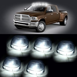 ECCPP 5 pcs Smoke Cab Roof Running Light Marker Lens +5x168 Led Light 6-5730SMD White for 1999 2000 2001 2002 2003 2004 2005 2006 2007 2008 2009 2010 2011 2012 2013 2014 2015 2016 for Ford E/F Series