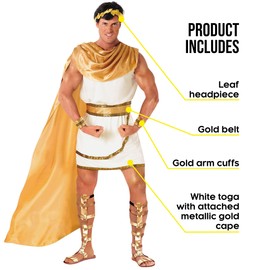 Morph - Greek God Costume Men - Toga Costume Men - Roman Costume Men - Zeus Costume Men - Men's Greek Costume 3XL
