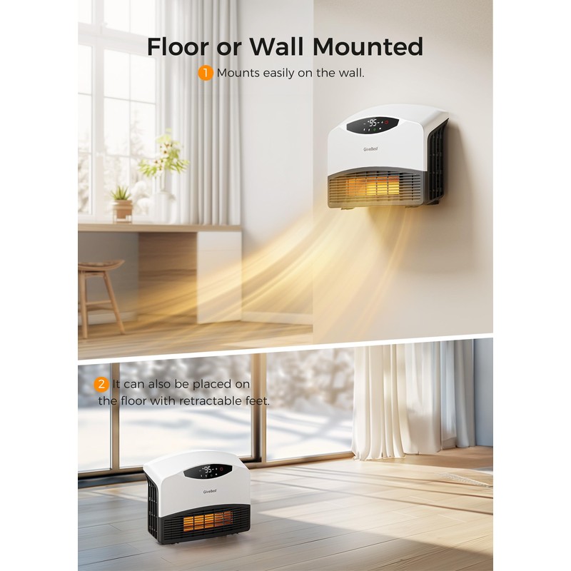 GiveBest Electric Wall Heater with WiFi and Remote Control, Floor