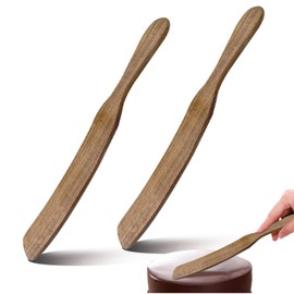 Roucerlin 11" Skinny Wooden Spurtle, Acacia Wood Bread Sourdough Spatula, Flat Sourdough Stirring Stick Spoon Mixer Tool for Cooking Baking Jar Cookware Kitchen Utensil (2 Pack)
