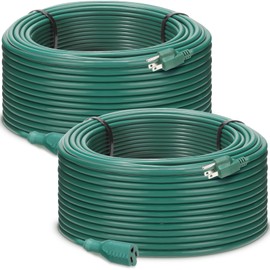 Copkim 2 Pack Outdoor Extension Cord 200 Ft Total Weatherproof 16/3 SJTW Outlets Wire Green Flexible 3 Prong Grounded Plug Indoor Cord for Landscaping Light, holiday Decor and Christmas, ETL Listed