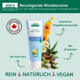 Aleva Naturals Windelcreme – 100 % natürliche Inhaltsstoffe – Mit Bio-Sheabutter, Aloe Vera & Calendula – Sanfte Pflege bei jedem Windelwechsel – Für empfindliche Babyhaut – Vegan – Made in Canada