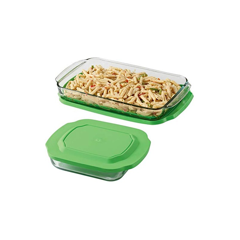 4 Piece Glass Baking Dish Set with Green Lids