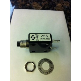 Sang Mao 25A push to reset breaker  A-0701 125/250V AC  50V DC